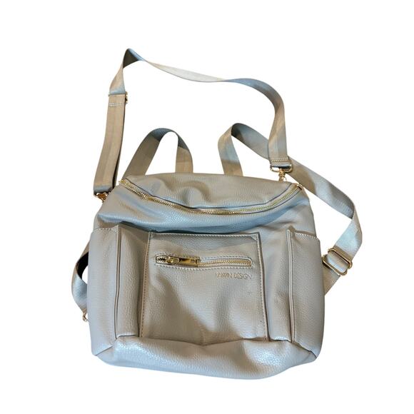 Fawn Design Handbags - Fawn Design The Original Diaper Bag Gray Vegan Leather Convertible Backpack Tote